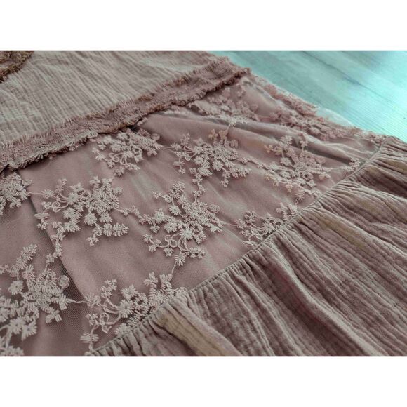 Altar'd State Floral Lace Sleeveless High Neck Dress Pink , Medium (w6) - Picture 2 of 7